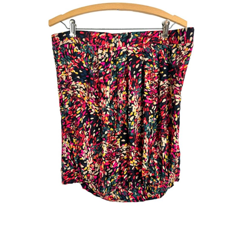 DJT Women's Sz Large Floral Multicolor Bubble Mini Skirt Stretch Waist